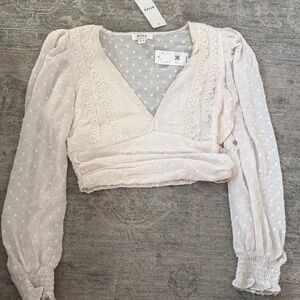 Cream Lace Detail Women's Top